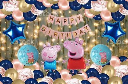 PARTY BREEZE Printed peppa pig birthday theme decoration combo set for kids girls boys Balloon