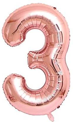 KARTQUE Printed Birthday Decoration 3 Number Foil Balloon 40" Inch Rose Gold Balloon