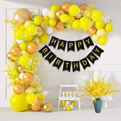 Party Propz Kids Birthday Decoration Yellow Theme - Birthday Decorations Kit, Pack of 41