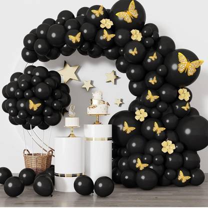 PopTheParty Solid Birthday Party Decoration with Balloons Wall Decoration Butterfly Set of 64 Balloon