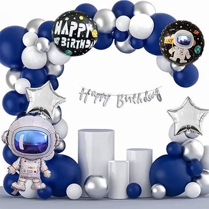 groovywings Solid Space Theme Happy Birthday Decoration Items for Boy & girl combo Balloon