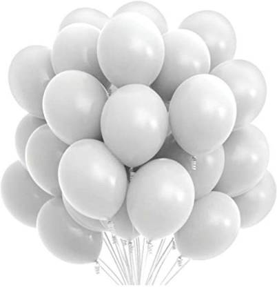 Decor Mart Solid Party Balloons for White theme Birthday AIR or HELIUM Balloon