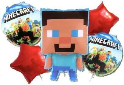 Abhinandan Decors Solid Minecraft balloons pack of 5 Balloon Bouquet