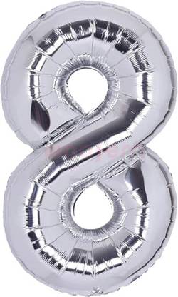 Woofern Solid Silver Foil Balloon Number 8 16 inch Size Perfect for Birthdays, Anniversaries Balloon