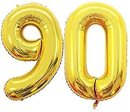 Gitanjali Solid Golden " 90 " Numerical Foil Balloon For Birthday Anniversary Celebration Balloon