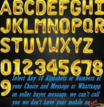 Arihant Hub Solid 16" Custom Phrase Alphabet and Numbers Foil Balloons Gold Letters for Birthday Letter Balloon