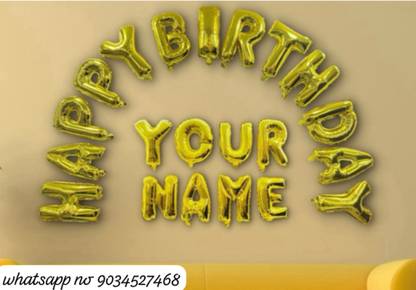Arihant Hub Solid Happy Birthday Balloon Birthday Banner &Your Name Letters Letter Balloon