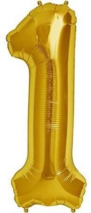 Kiva Enterprise Solid Number of 1 Gold Foil Balloon Letter 16inch For 1st Year Party Decoration Item Letter Balloon