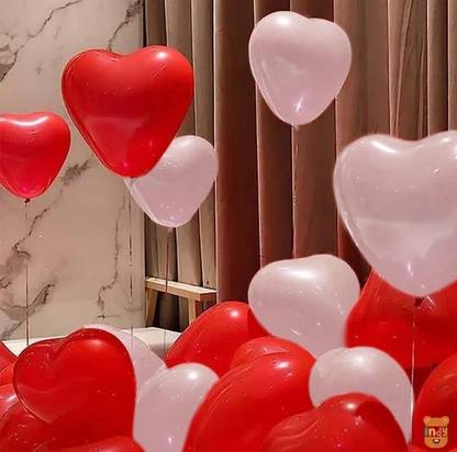 Mosclue Solid 150 Pcs Heart Shape Balloons For Anniversary/Valentine/Wedding/Party Decorations Balloon