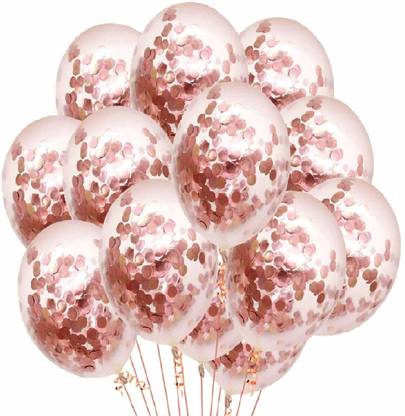 Sid pari saller Solid Rose Gold Glitter Confetti Balloons 10 Pieces, Party Decoration Supplies Balloon