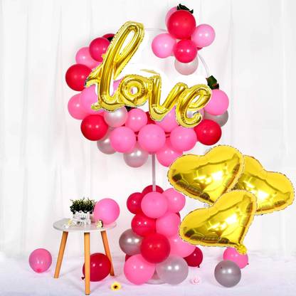 SOI Solid Mylar Foil Love Shape Letter Balloon with Heart Foil and Latex HD Metallic Balloons for Birthday Wedding Valentine's Day Engagement Party Decorations (Love Silver Combo) Balloon