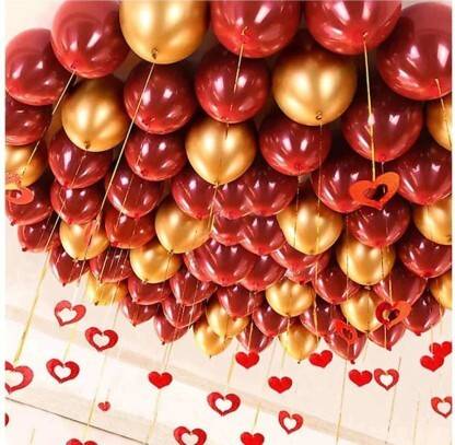 Trixzoom Balloons Metallic Red & Golden balloons (50 Pcs) Balloon Balloon