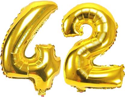 Giftzadda Solid 42 Number Foil Balloon Silver (16inch) , 42nd Birthday/ Anniversary Foil Balloon Letter Balloon