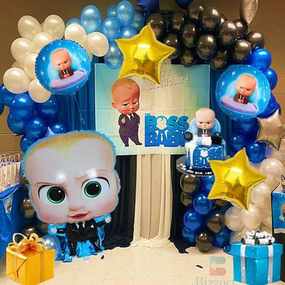 BashNSplash Printed Baby Boss Baby Birthday Decoration balloon set birthday Decoration set Balloon