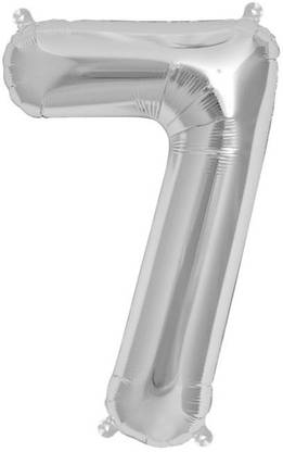 Magic Window Solid 16 Inch Silver Birthday Number 7 Foil Balloon (Air) Birthday Decoration Kit Balloon