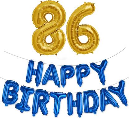 HIRVA Solid 86th Birthday Decorations Combo – Happy Birthday and 86 Number Foil Balloon Set Letter Balloon