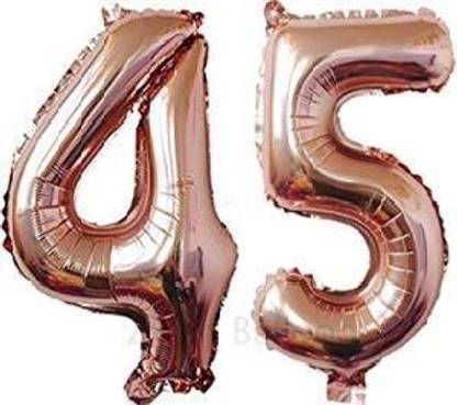 SOLANKI TRADERS Printed Rose Gold Number Fourty Five Foil Balloon 16" Inch Balloon - Number 45 Balloon