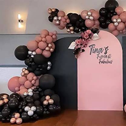 R G ACCESSORIES Solid Rose gold black balloon garland kit 60pcs for birthday, wedding, engagement Balloon