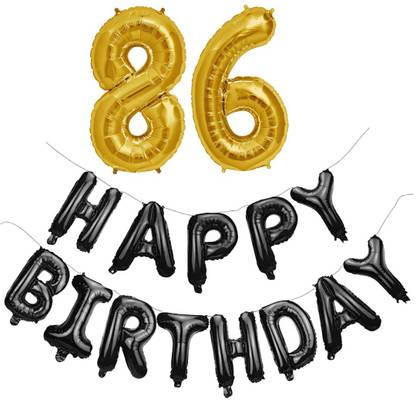 HIRVA Solid 86th Birthday Decorations Combo – Happy Birthday and 86 Number Foil Balloon Set Letter Balloon