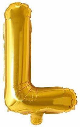 Rozi Decoration Solid Golden Alphabet ( L )- Shape Foil Balloon Centerpiece 16" Balloon