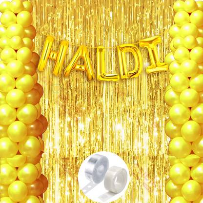 LOONS PEDDLER Solid Haldi Decoration Items for Marriage Pack of 39 items Balloon