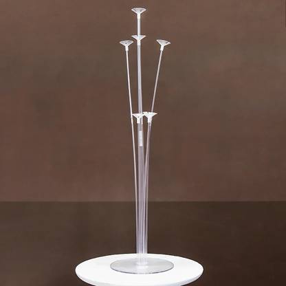 PopTheParty Solid Balloon Stand, Set of Clear Table Desktop Balloon Holder with 7 Balloon Sticks Balloon