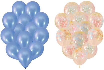 Prihit Solid BalloonsParty Festival Diwali Christmas Decorations 25pcs Blue & 25pcs white Balloon