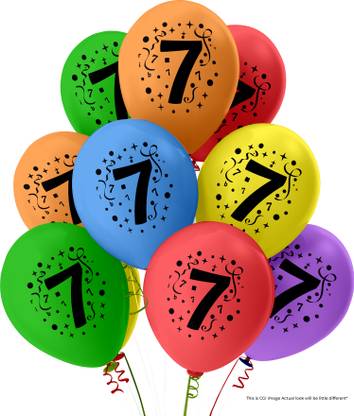 TMB Store Printed The Magic Balloons- 7 Number Latex Balloons With Banner For One Theme Balloons Balloon