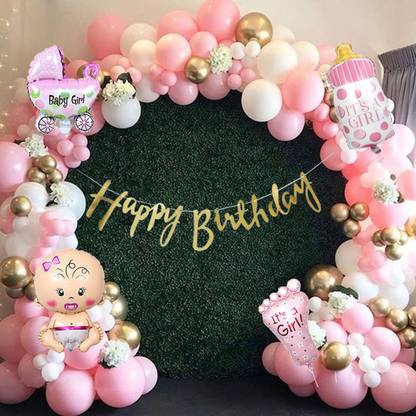 DAY DECOR Solid Happy Birthday Decoration Full Set Kit, Pack Of 53 Bday Balloon Decoration Kit Balloon