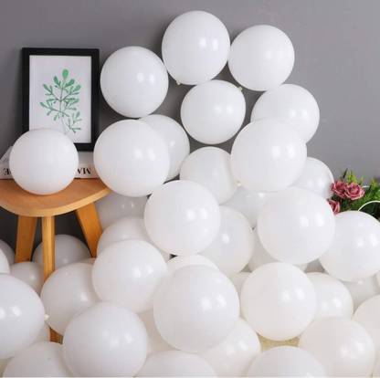 Mosclue Solid Hd/Latex/Metallic 200 White Balloons For Kid's/Adult/ Party/Birthday Decorations Balloon