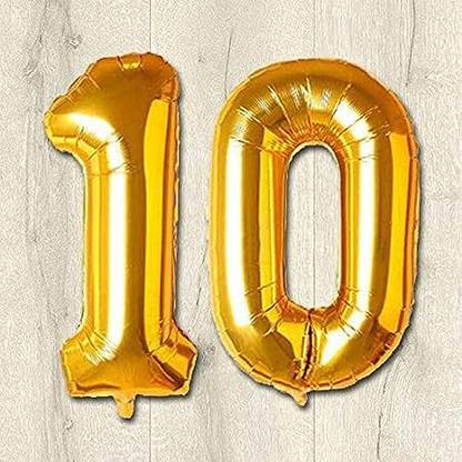 SOLANKI TRADERS Solid 10 Number Foil Balloon for Party Decorations Balloon