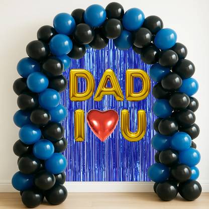 1iAM Solid Father's Day Decoration | DAD I U & Heart Foil Balloons with 40pcs Metallic | Balloon