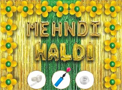 LOONS PEDDLER Solid Haldi & Mehandi Decoration set - Haldi Ceremony Decoration Balloon