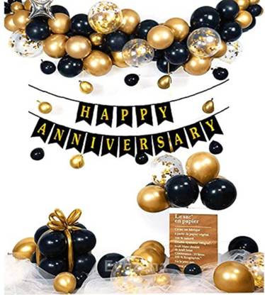 Evozena Solid Combo Pack of Black 50pcs and Gold 50pcs Balloon