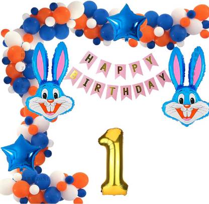 ARV Zone Solid Bunny Rabbit 1st Birthday Party Pink Theme Balloon Decoration for kids Girls Balloon
