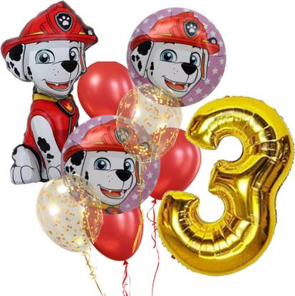 Bash N Splash Printed Paw Patrol Theme 3rd Birthday Helium Quality Party Balloon Marshall Dog Puppy Balloon Bouquet