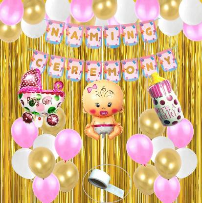 Agk Printed Naming Ceremony Decorations Balloon Item For Baby Girl, Naming Ceremony Banner Balloon
