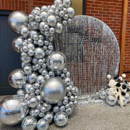ThemeHouseParty Solid Silver Chrome Balloons For Party Decorations For Birthday ,Anniversary, Welcome Balloon