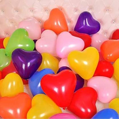 Mosclue Solid 50 Pcs Multi Heart Shape Balloons For Anniversary/Valentine/Wedding/Party Decor Balloon