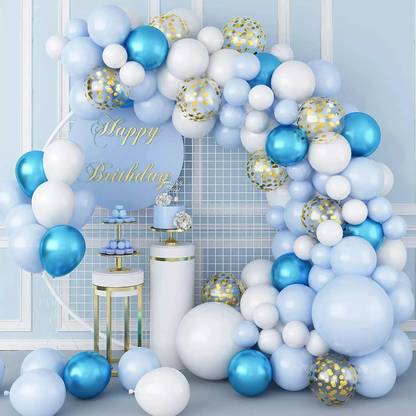 BUC Solid Blue 104 Ps Macaroon Balloon Garland Arch Kit Birthday Decorations Party Balloon Balloon
