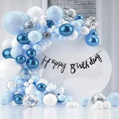 DAY DECOR Solid Happy Birthday Decoration Items Balloons for Bday Decoration Kit - Pack of - 54 Balloon