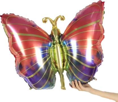 Fun Affairs Printed Rainbow Butterfly Balloon Metallic Look for Decoration Birthday Party Decoration Balloon