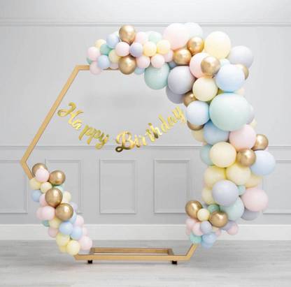 फन एंड फ्लेक्स प्रिंटेड Multi Color Pastel Theme Birthday Decorations Kit Balloon Combo Set - 113 Pcs गुब्बारा