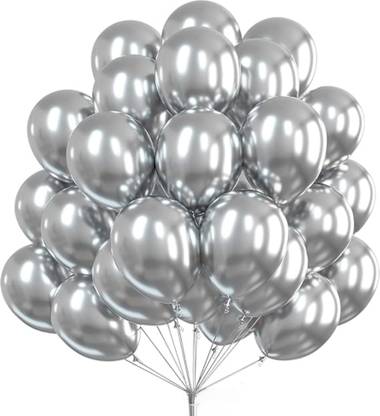ANILOONS Solid Silver Balloon Birthday Decoration Kit. Balloon