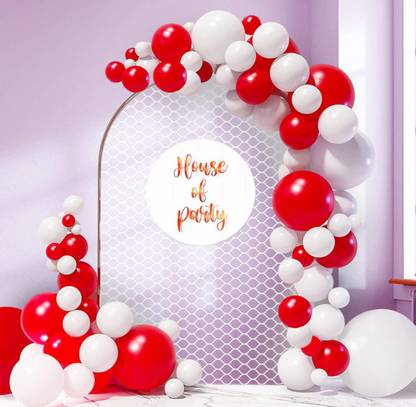 DECOR SPARKS Solid 50 Pcs Red and White combo Balloons (Rubber) for Party Decoration Balloon
