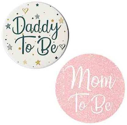 Hippity Hop Printed Mom to Be & Dad to Be Badges for Mom & Dads Twister