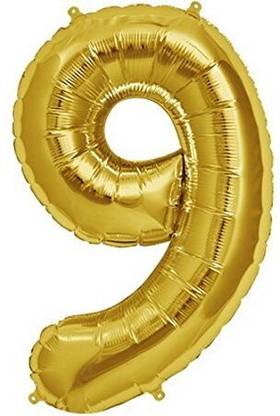 Kiva Enterprise Solid Number of 9 Gold Foil Balloon Letter 16inch For 9th Year Party Decoration Item Letter Balloon