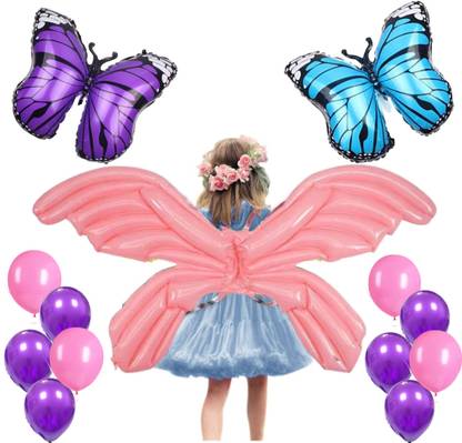 FLICK IN Printed Fairy Angel Wings Birthday Party Decoration Butterfly Theme Birthday Decoration Balloon