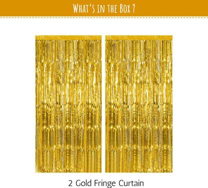 DEQUERA Solid party decorations items backdrop curtains , gold fringe background , frills Balloon