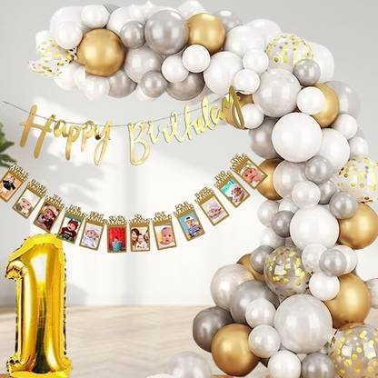 groovy dudz Solid Golden First Birthday Decoration Balloon